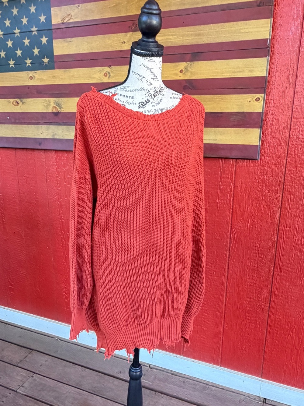 Rust Off-Shoulder Knit Sweater Dress - Picture 2 of 5